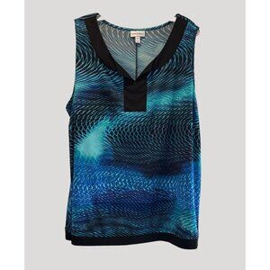 Fashion Bug Women V-Neck Blue/Black Pull On Top Size 3X SKU C3023